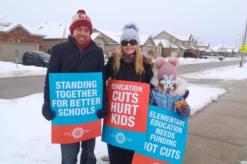 My husband and daughter when they joined me when I was on strike as a teacher to fight against proposed funding cuts