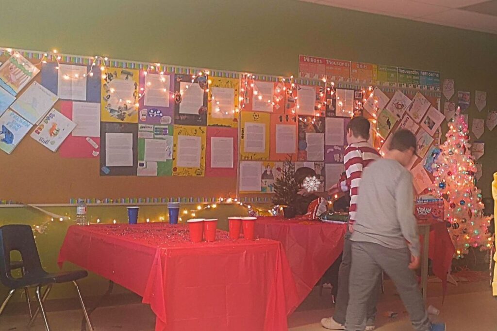 Christmas lights in the classroom